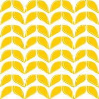 Geometric symmetrical seamless pattern with yellow ears of wheat or leaves on a white background. vector