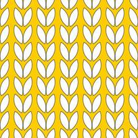 Geometric symmetrical seamless pattern with white ears of wheat or rice on a yellow background. vector