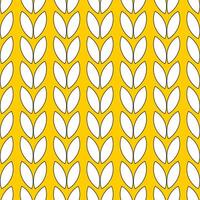 Geometric symmetrical seamless pattern with white ears of wheat or rice on a yellow background. vector