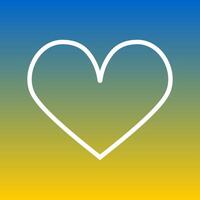 One big heart with a white outline against the background of the colors of the flag of Ukraine in blue and yellow gradient. Sweet valentine. vector
