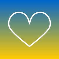 One big heart with a white outline against the background of the colors of the flag of Ukraine in blue and yellow gradient. Sweet valentine. vector