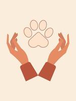 Paw of a cat or dog. Caring for pets. Charity paw. Symbol of helping animals in shelters and veterinary clinics. vector