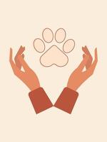 Paw of a cat or dog. Caring for pets. Charity paw. Symbol of helping animals in shelters and veterinary clinics. vector