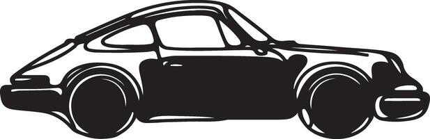 car created in one continuous line, black color silhouette vector