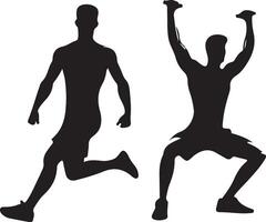 physical exercise design, black color silhouette vector