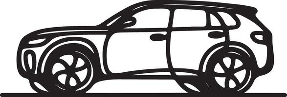 car created in one continuous line, black color silhouette vector