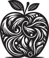 Apple fruit silhouette, black color silhouette vector