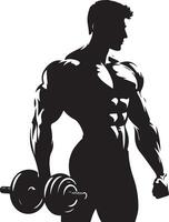 Fitness and Bodybuilder Silhouette, black color silhouette vector