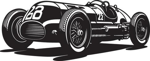 Vintage Racing car black outline silhouette vector