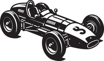 Vintage Racing car black outline silhouette vector