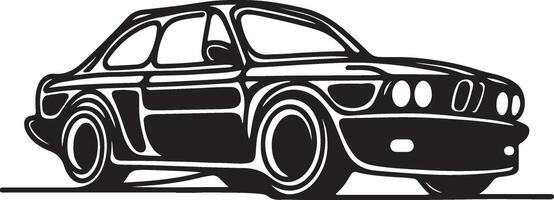 car created in one continuous line, black color silhouette vector