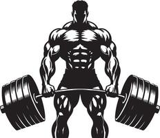 Muscle man bodybuilder, black color silhouette vector