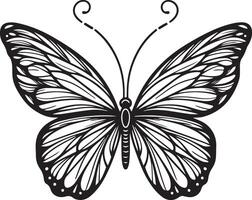 Butterfly line art illustration, butterfly flying on the air silhouette vector