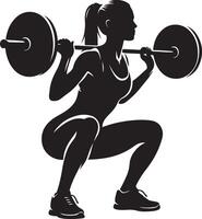 squat exercise, black color silhouette vector