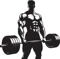 Muscle man bodybuilder, black color silhouette vector