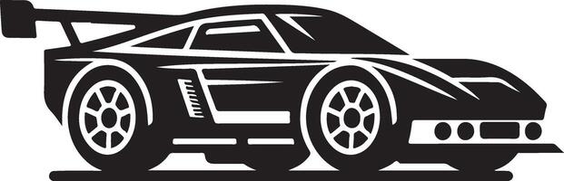 Car Icon with Racing Wheels. Sport Car Silhouette Side View isolated, black color silhouette vector