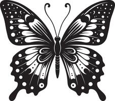 black and white butterfly silhouette, black color silhouette vector