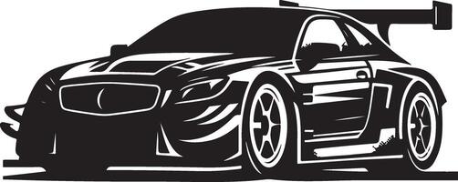 Car Icon with Racing Wheels. Sport Car Silhouette Side View isolated, black color silhouette vector