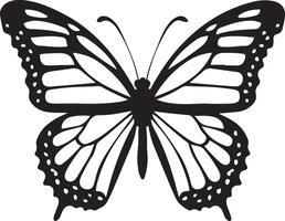 Cute butterfly in doodle style moth, black color silhouette vector