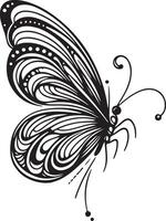 Butterfly line art illustration, butterfly flying on the air silhouette vector