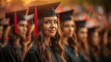 Woman in Graduation Cap and Gown photo