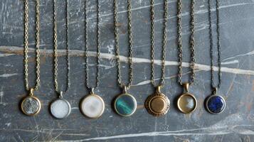 Assorted Necklaces Lining on Table photo