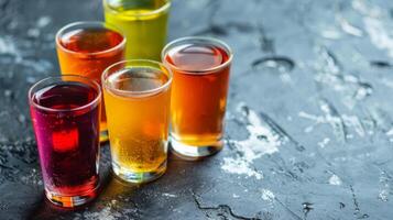 Assorted Glasses Filled With Colorful Liquids photo