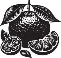 clementina, Fruta silueta, negro color silueta vector