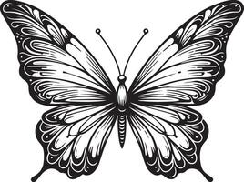 Butterfly line art illustration, butterfly flying on the air silhouette vector