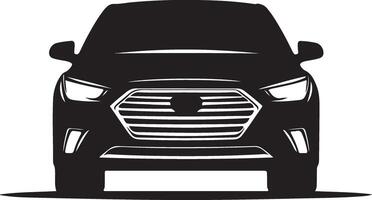 City car front view silhouette, black color silhouette, vector