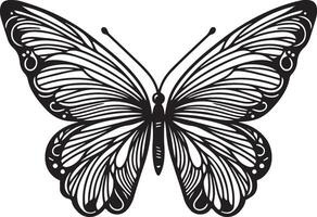 Butterfly line art illustration, butterfly flying on the air silhouette vector