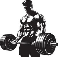 Muscle man bodybuilder, black color silhouette vector