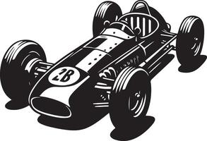 Vintage Racing car black outline silhouette vector