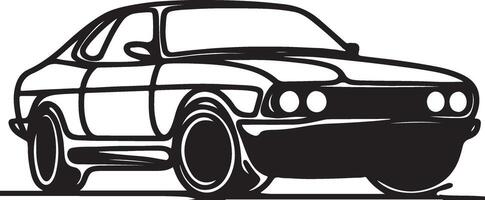 car created in one continuous line, black color silhouette 10 vector