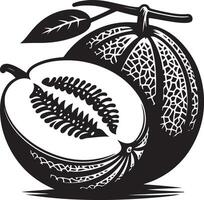 Cantalupo, Fruta silueta, negro color silueta vector