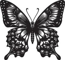 Detailed Butterfly Silhouette, black color silhouette vector