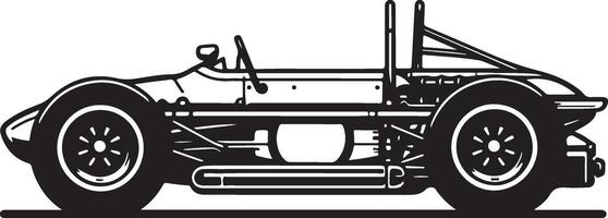 Vintage Racing car black outline silhouette vector