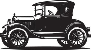 antiguo coche silueta acortar arte, acortar arte, negro color silueta vector