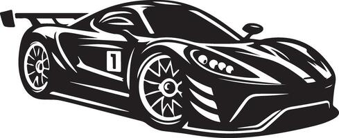 Car Icon with Racing Wheels. Sport Car Silhouette Side View isolated, black color silhouette vector