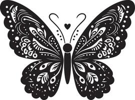 negro y blanco mariposa silueta, negro color silueta vector