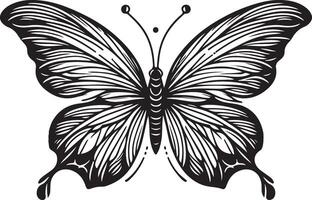 Butterfly line art illustration, butterfly flying on the air silhouette vector