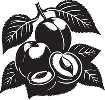 albaricoques Fruta silueta, negro color silueta vector