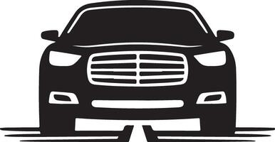 City car front view silhouette, black color silhouette, vector