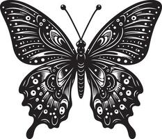 Detailed Butterfly Silhouette, black color silhouette vector