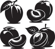 Apricots fruit silhouette, black color silhouette vector