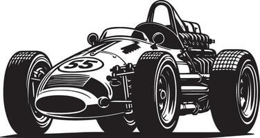 Vintage Racing car black outline silhouette vector