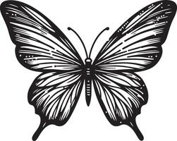 Butterfly line art illustration, butterfly flying on the air silhouette vector