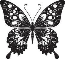 black and white butterfly silhouette, black color silhouette vector