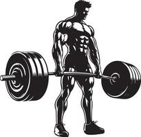 Muscle man bodybuilder, black color silhouette vector