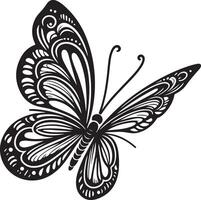 Butterfly line art illustration, butterfly flying on the air silhouette vector